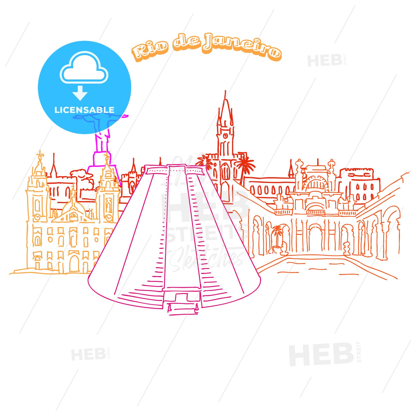 Colorful landmarks of of Rio de Janeiro – instant download