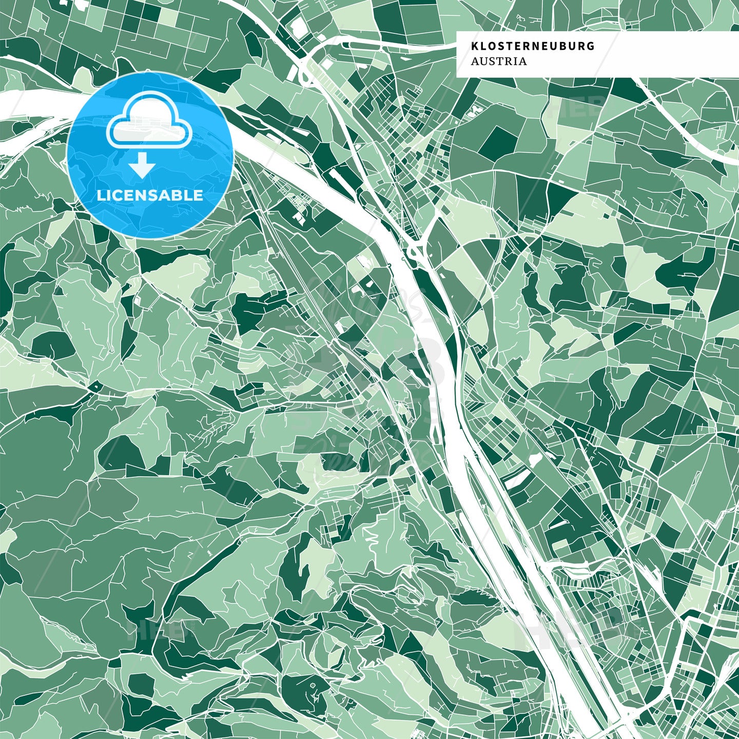 Colorful map of Klosterneuburg, Austria