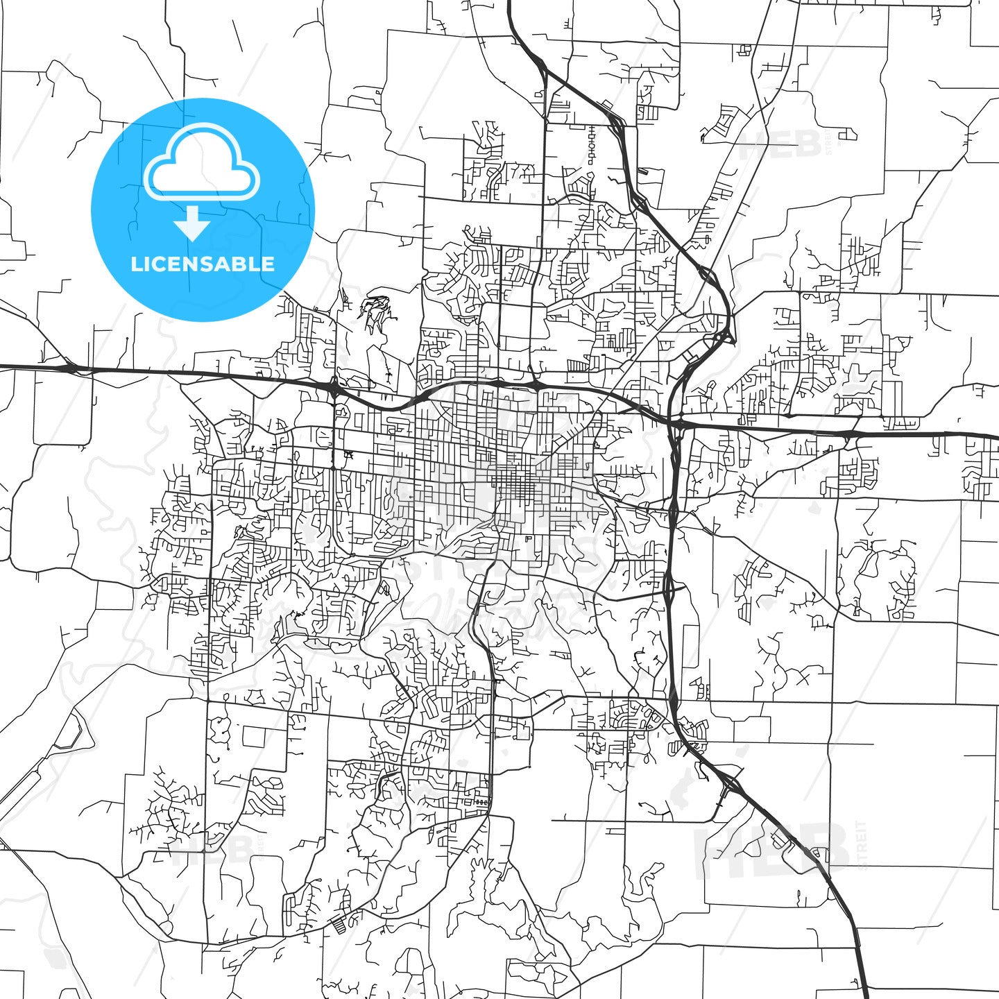Columbia, Missouri - Area Map - Light