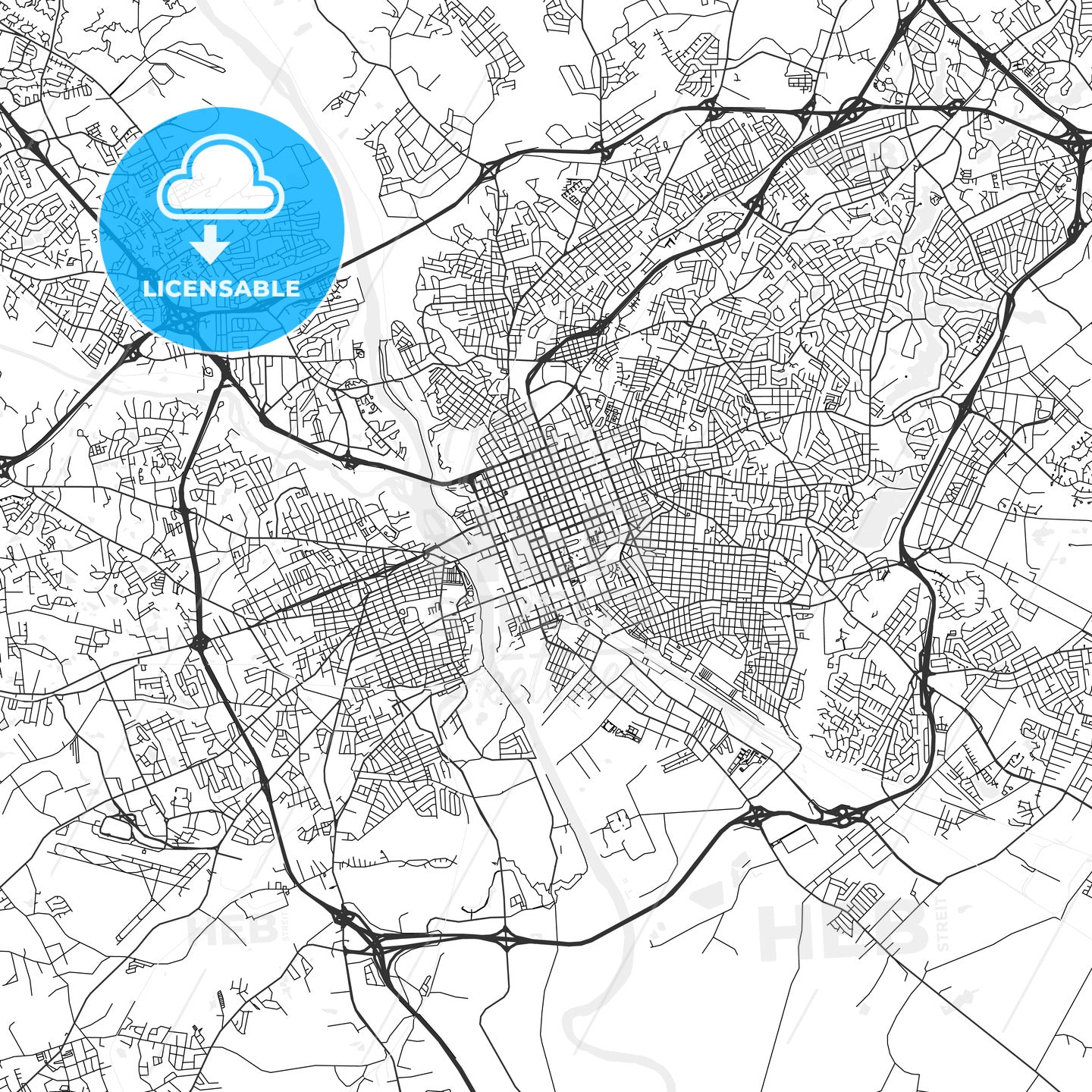 Columbia, South Carolina - Area Map - Light