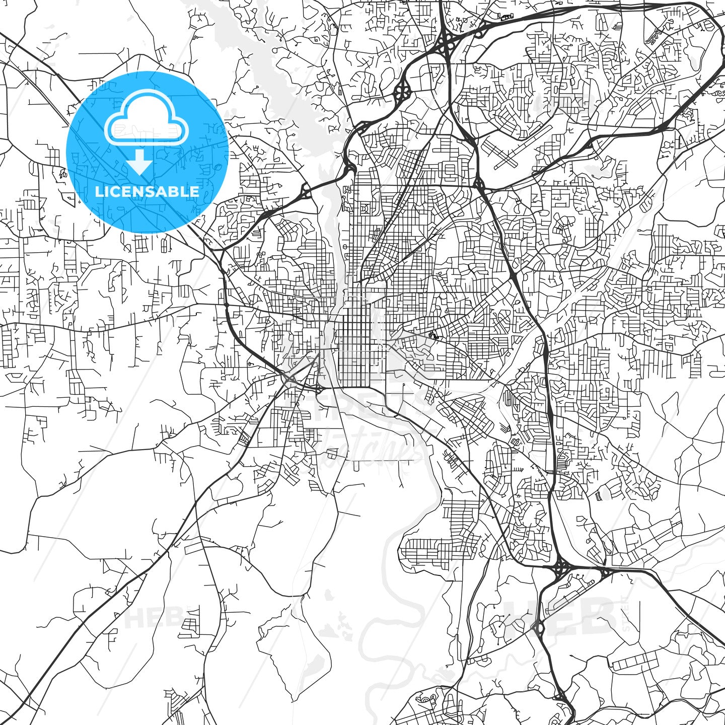 Columbus, Georgia - Area Map - Light