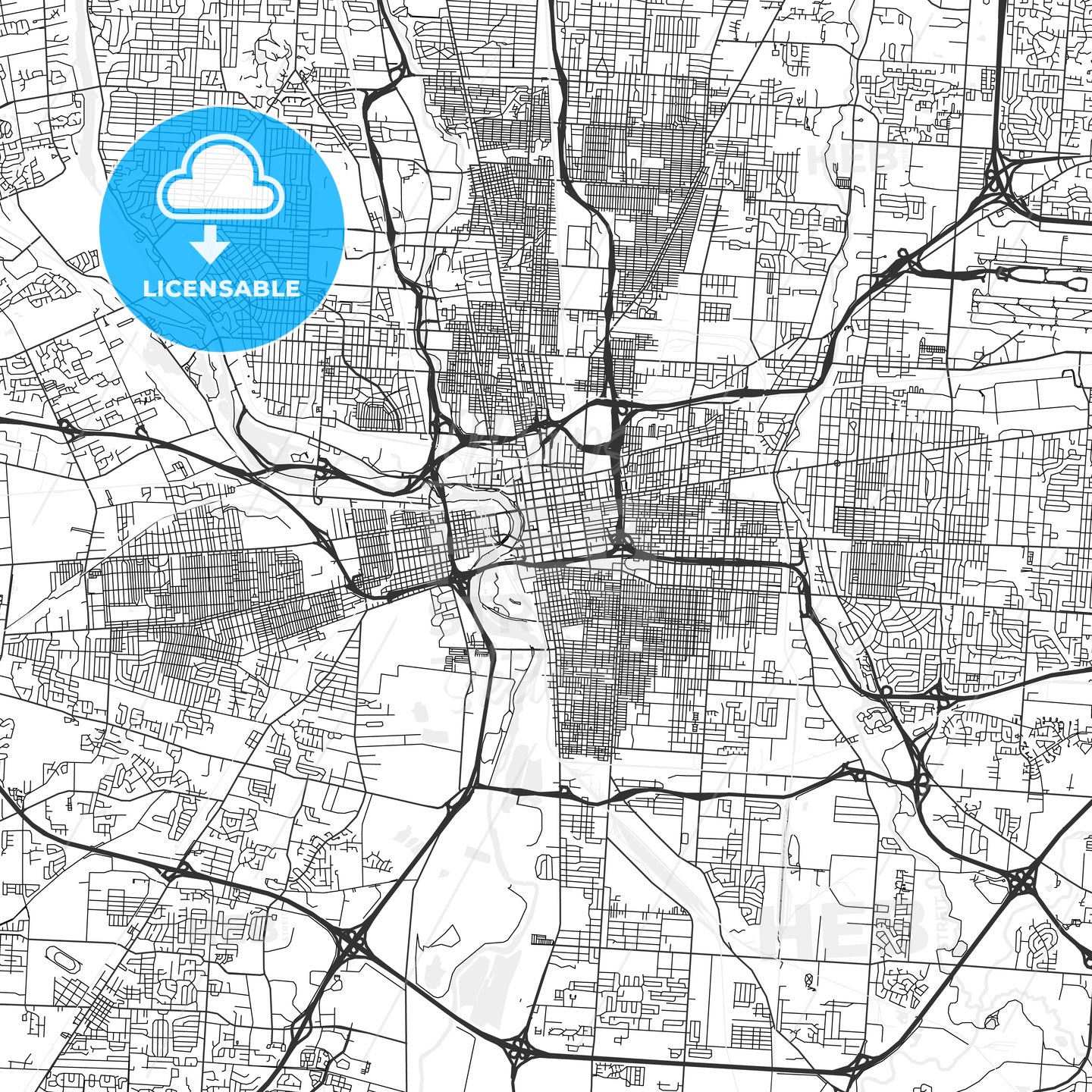 Columbus, Ohio - Area Map - Light