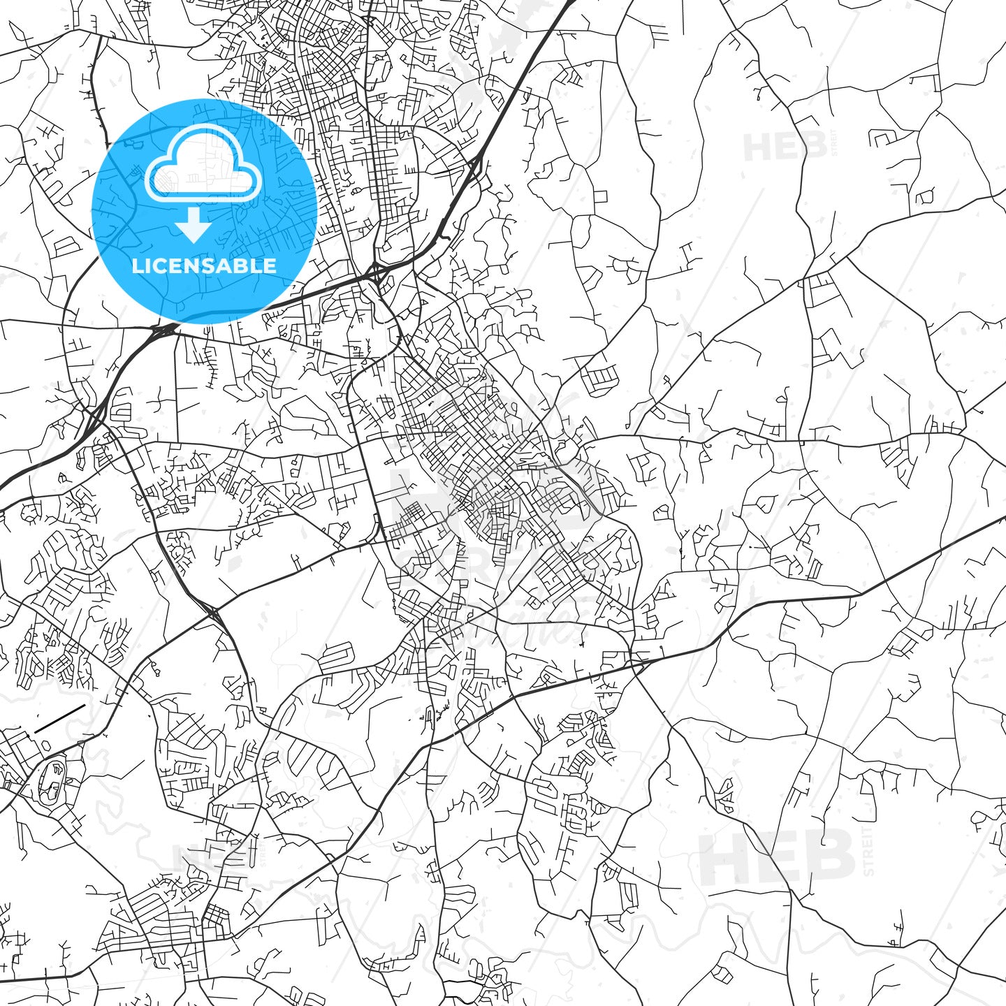 Concord, North Carolina - Area Map - Light