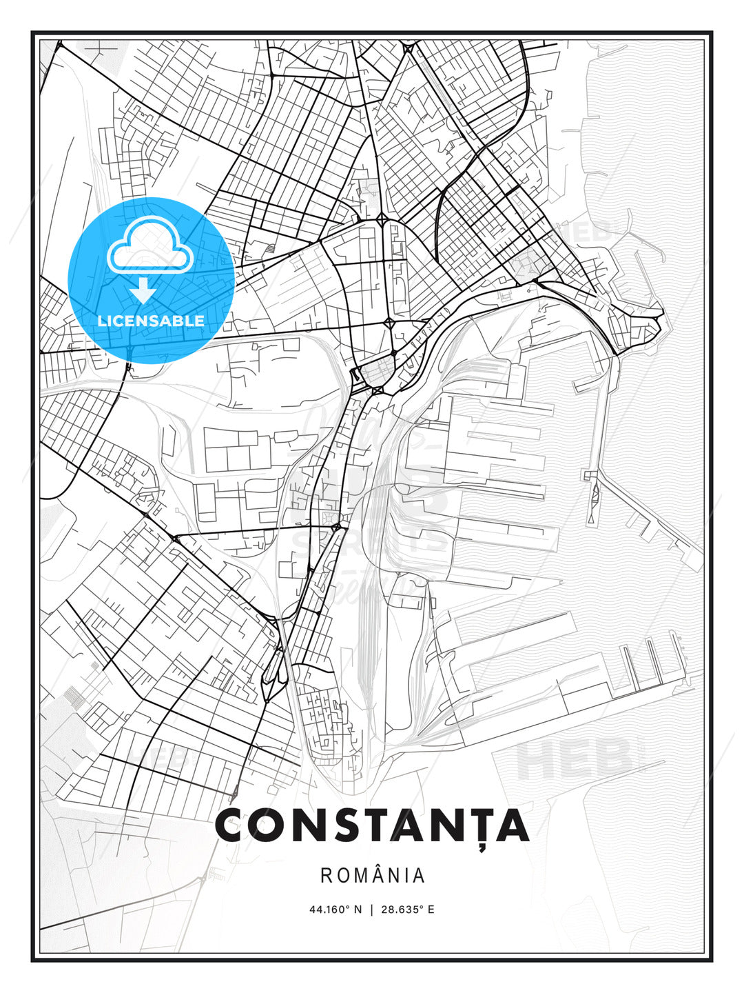 Constanța, Romania, Modern Print Template in Various Formats - HEBSTREITS Sketches