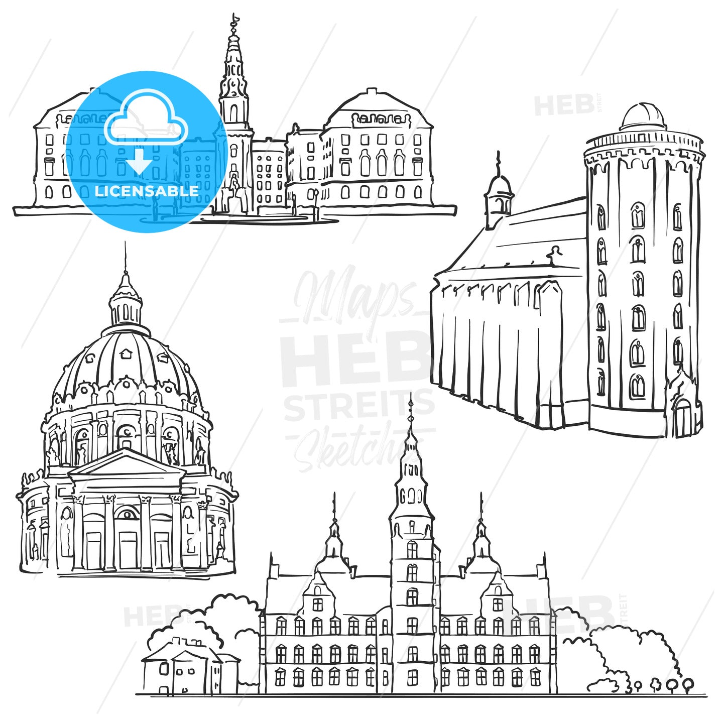 Copenhagen Denmark Famous Buildings – instant download