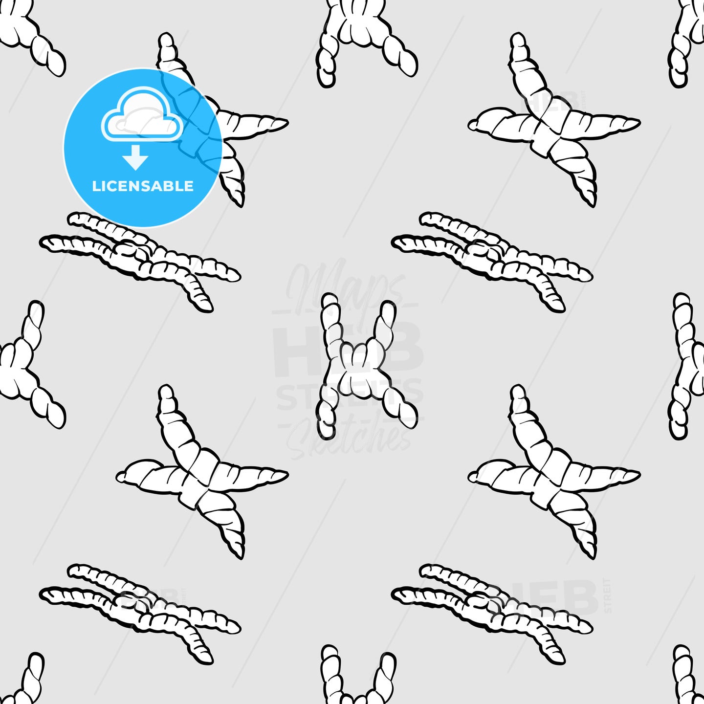 Coppia Ferrarese seamless pattern greyscale drawing – instant download