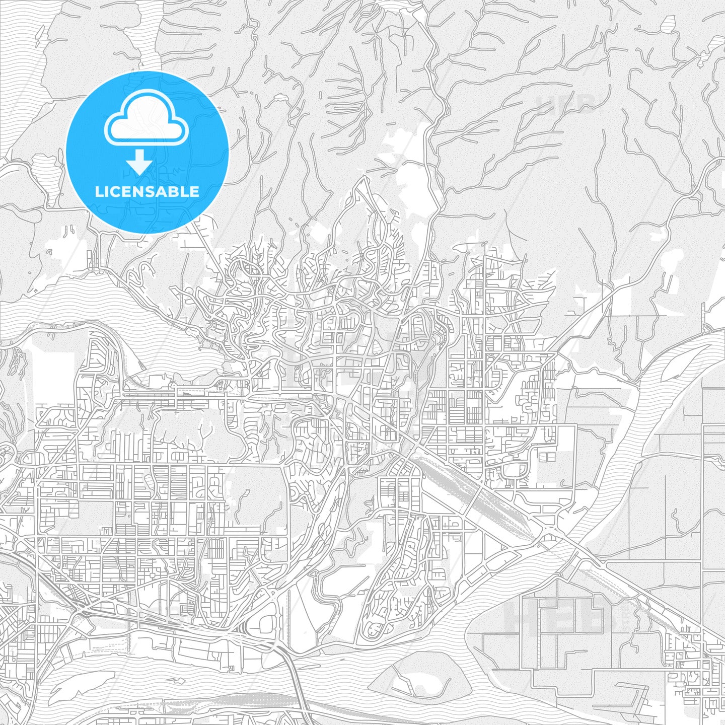 Coquitlam, British Columbia, Canada, bright outlined vector map