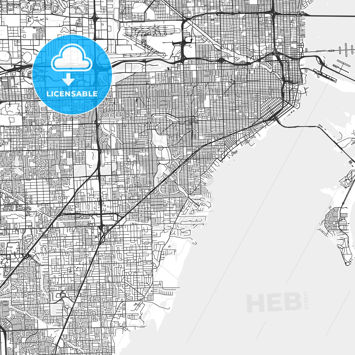 Coral Gables, Florida - Area Map - Light
