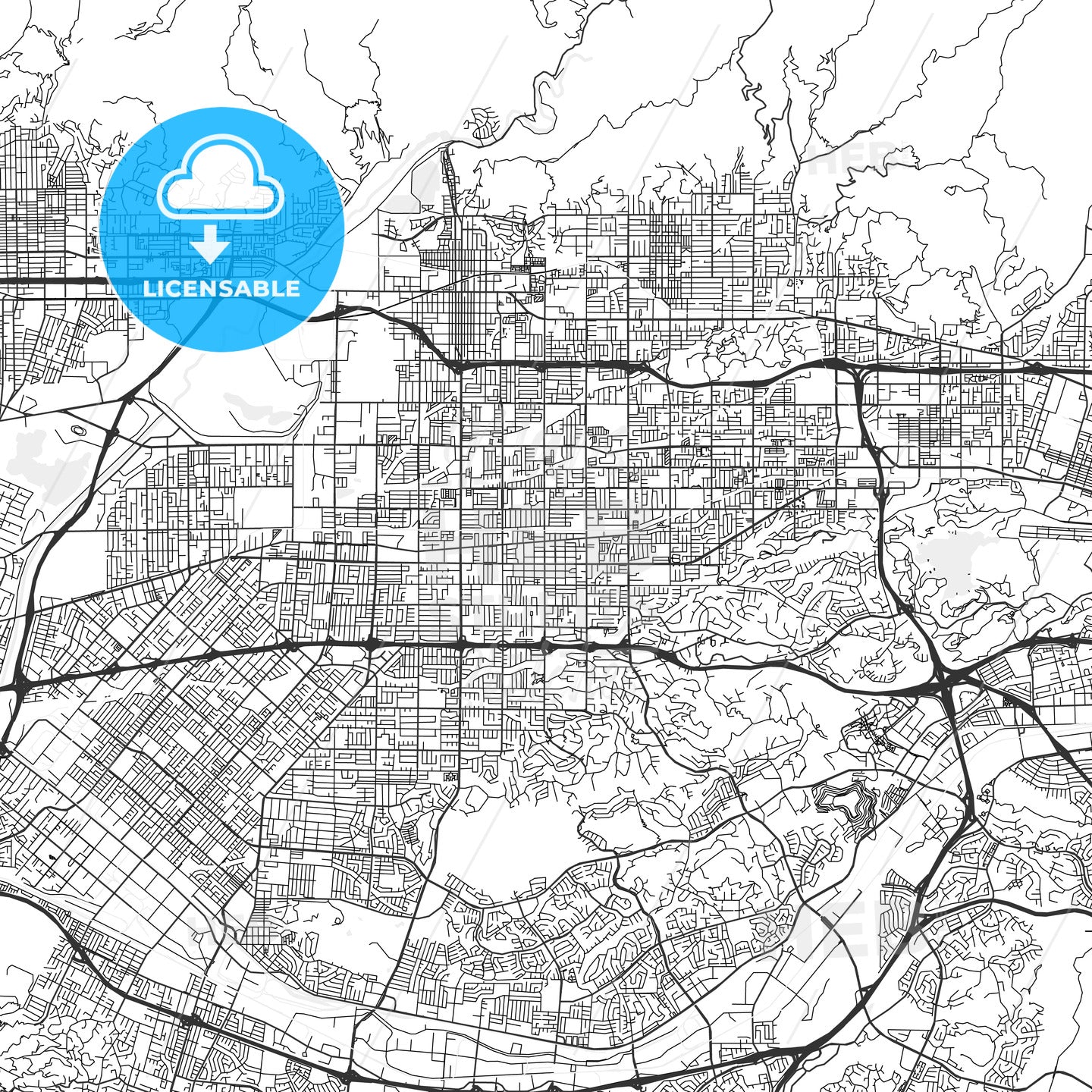 Covina, California - Area Map - Light