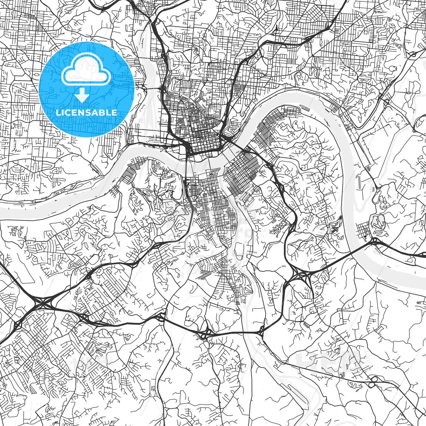 Covington, Kentucky - Area Map - Light