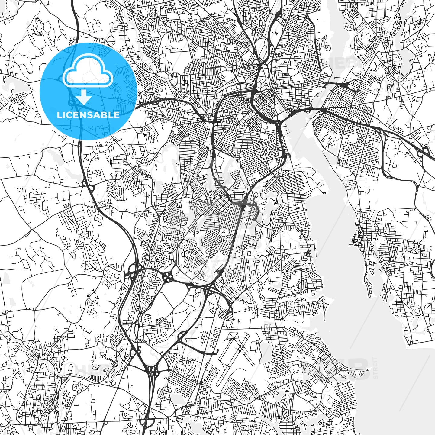 Cranston, Rhode Island - Area Map - Light