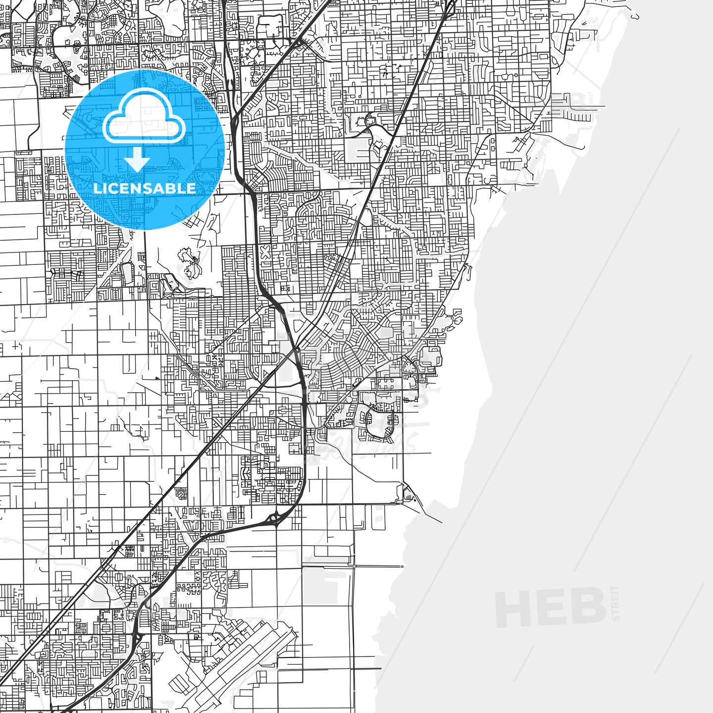 Cutler Bay, Florida - Area Map - Light