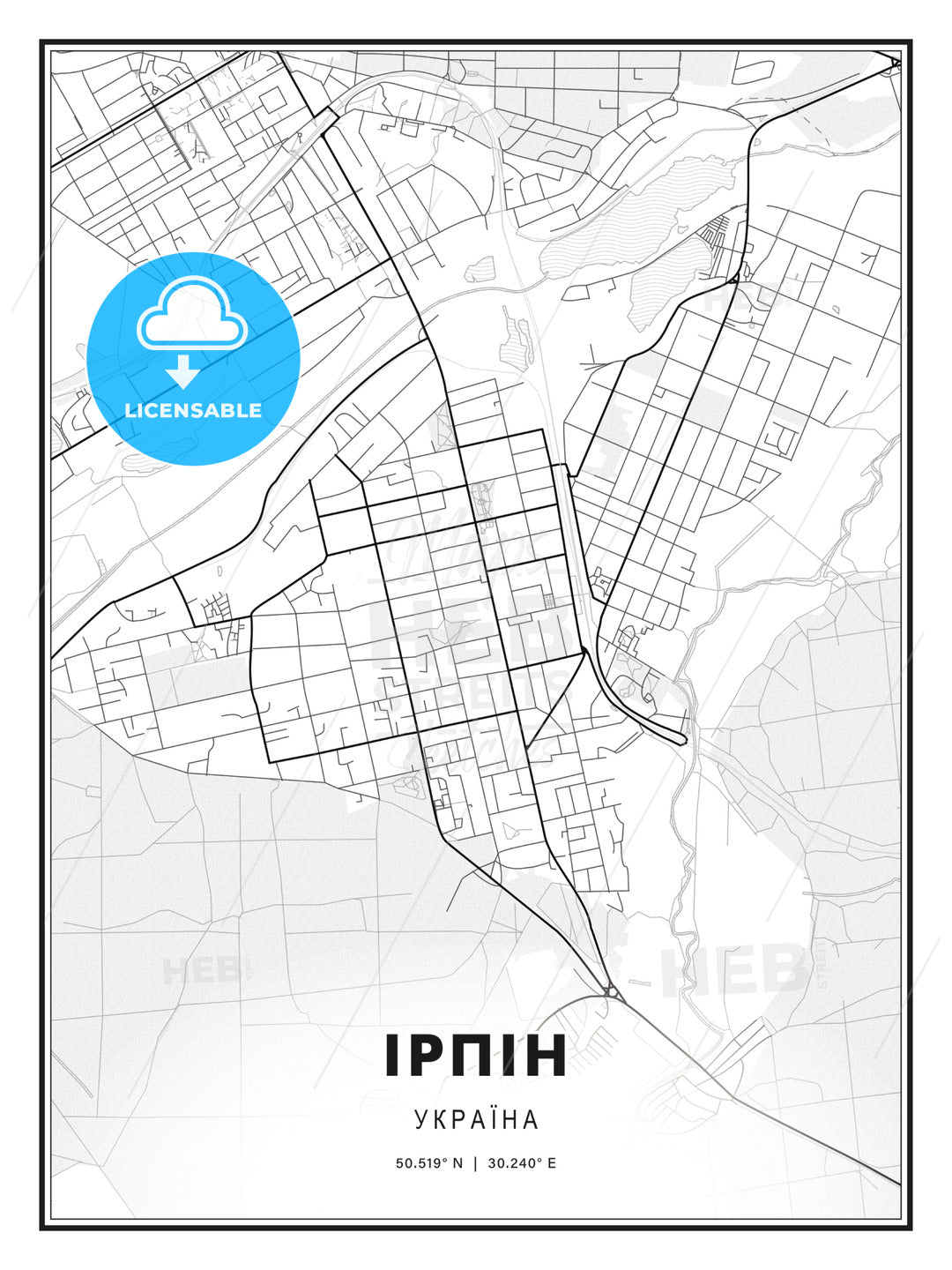 ІРПІН / Irpin, Ukraine, Modern Print Template in Various Formats - HEBSTREITS Sketches