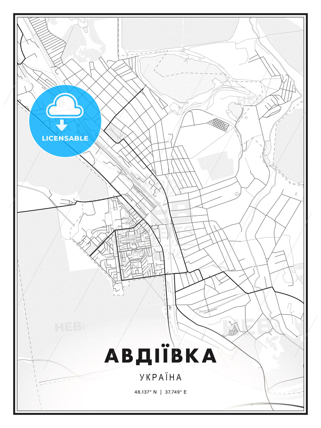 АВДІЇВКА / Avdiivka, Ukraine, Modern Print Template in Various Formats - HEBSTREITS Sketches