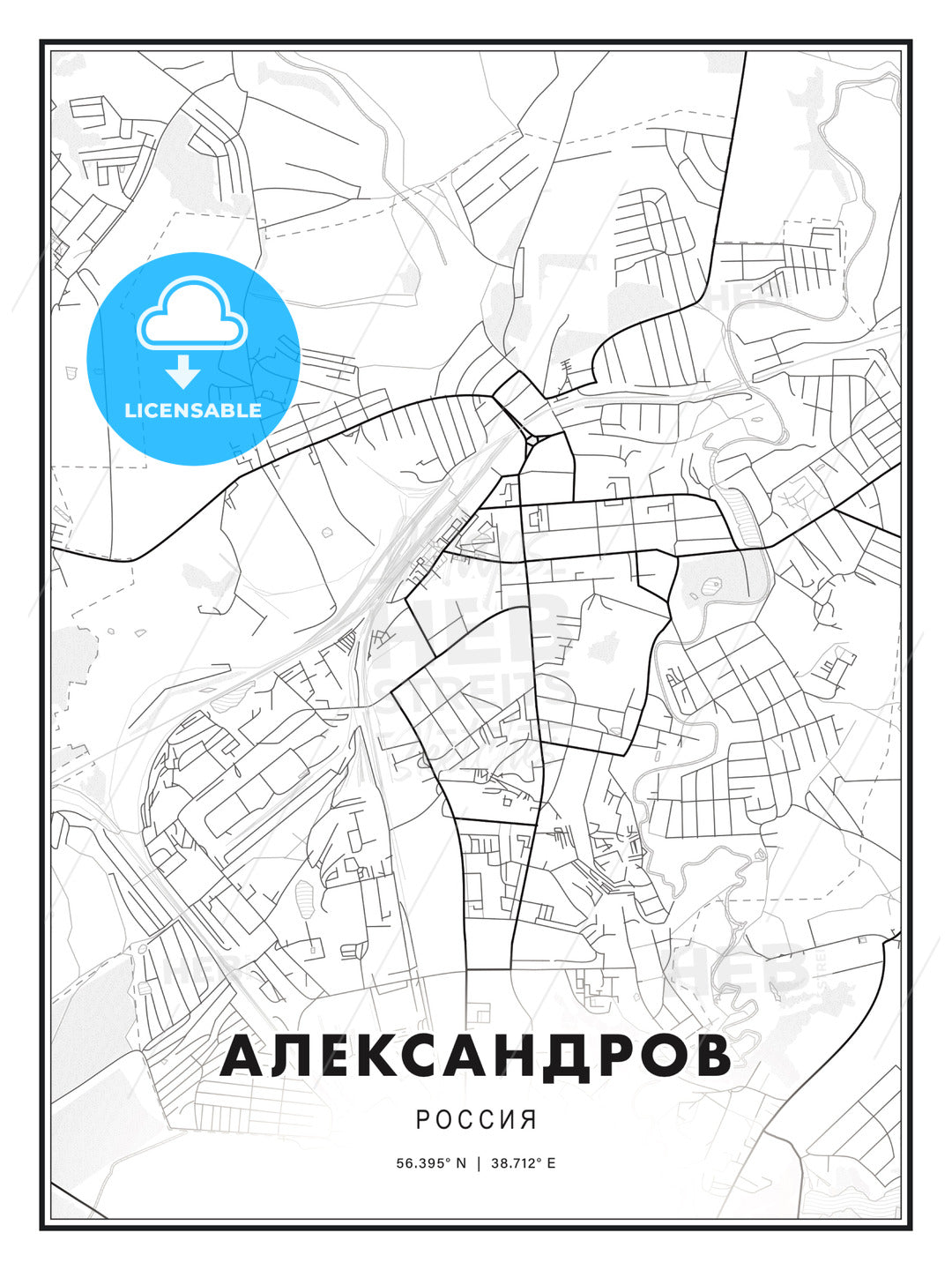 АЛЕКСАНДРОВ / Alexandrov, Russia, Modern Print Template in Various Formats - HEBSTREITS Sketches