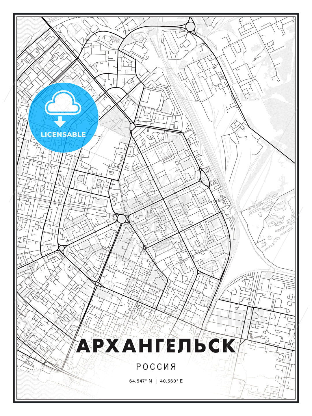 АРХАНГЕЛЬСК / Arkhangelsk, Russia, Modern Print Template in Various Formats - HEBSTREITS Sketches
