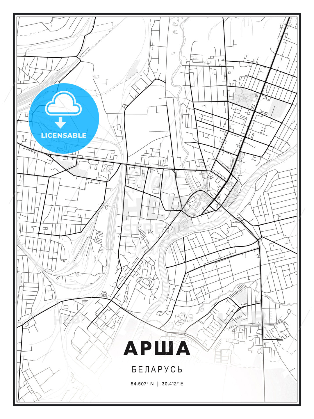 АРША / Orsha, Belarus, Modern Print Template in Various Formats - HEBSTREITS Sketches