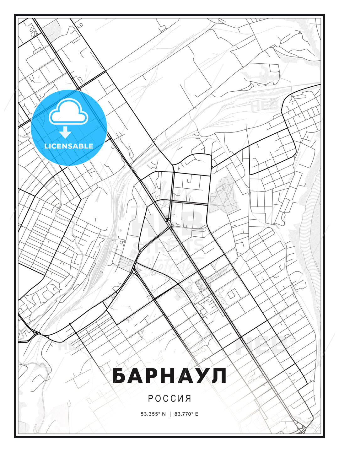 БАРНАУЛ / Barnaul, Russia, Modern Print Template in Various Formats - HEBSTREITS Sketches