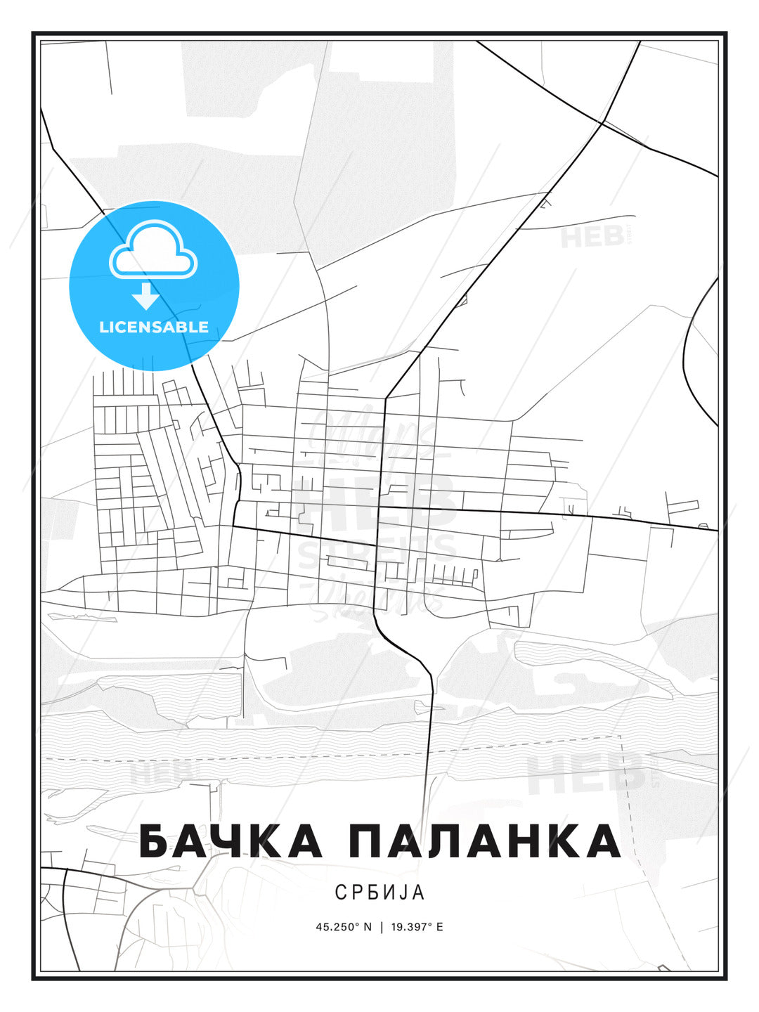 БАЧКА ПАЛАНКА / Bačka Palanka, Serbia, Modern Print Template in Various Formats - HEBSTREITS Sketches