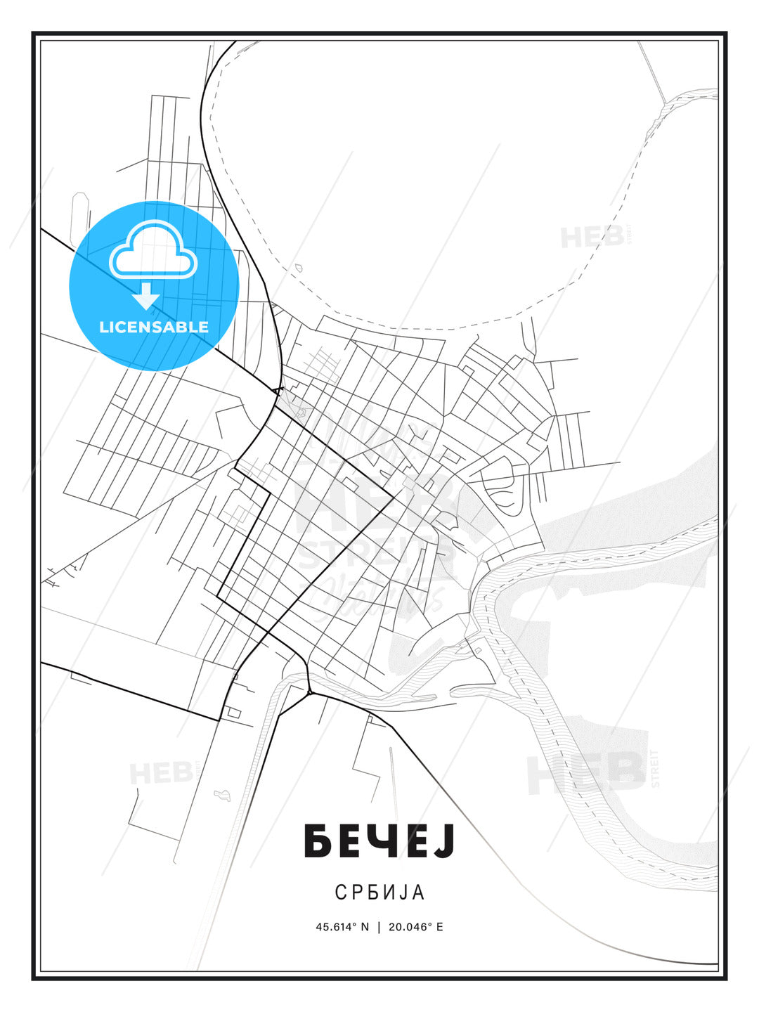 БЕЧЕЈ / Bečej, Serbia, Modern Print Template in Various Formats - HEBSTREITS Sketches