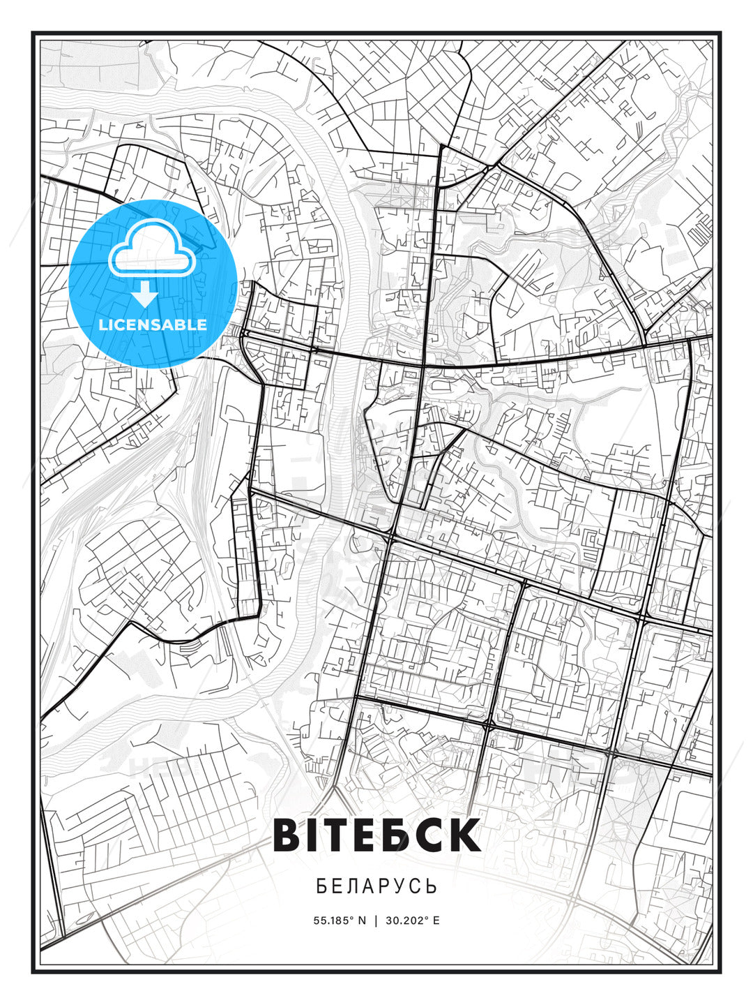 ВІТЕБСК / Vitebsk, Belarus, Modern Print Template in Various Formats - HEBSTREITS Sketches