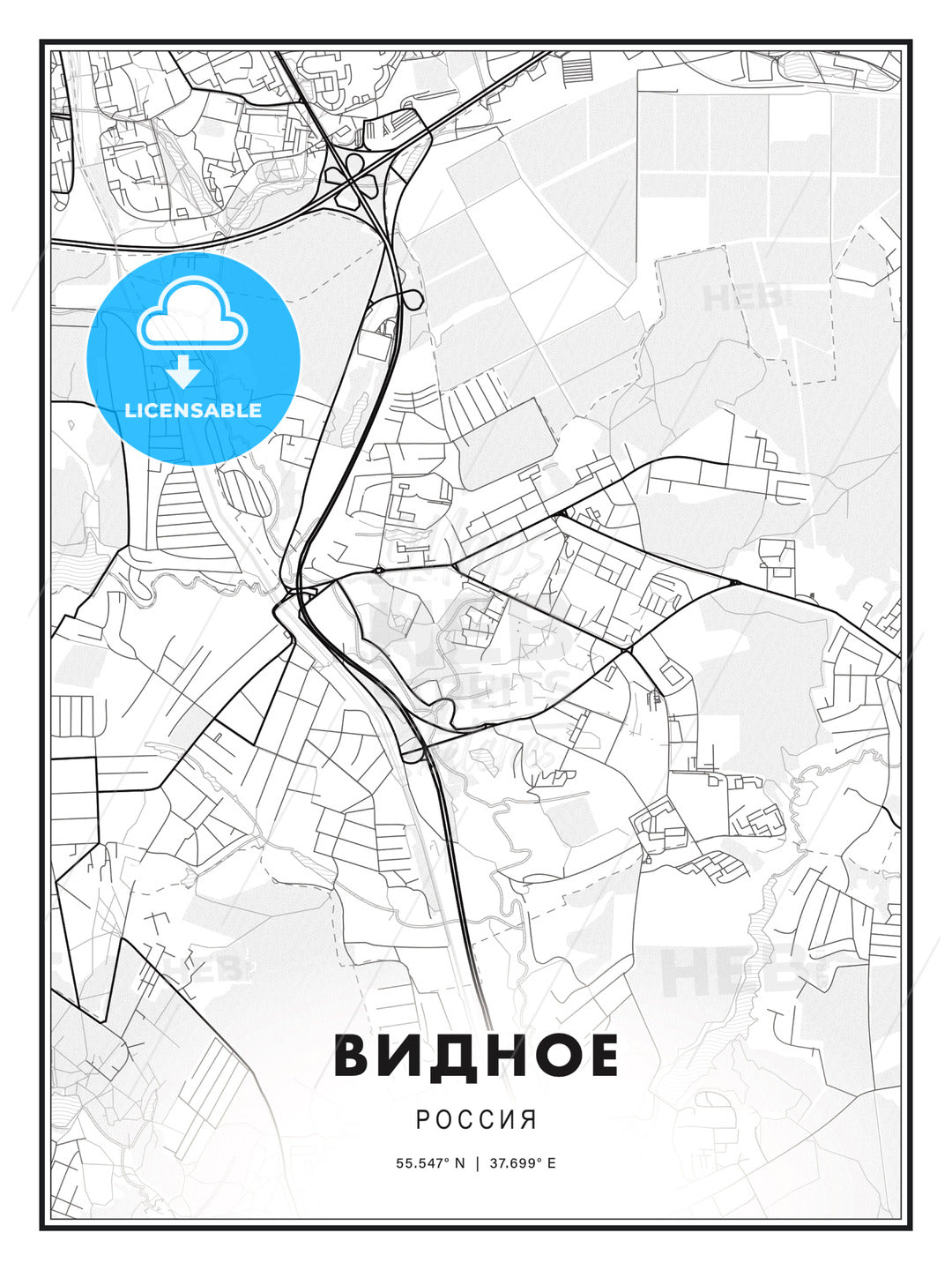 ВИДНОЕ / Vidnoye, Russia, Modern Print Template in Various Formats - HEBSTREITS Sketches