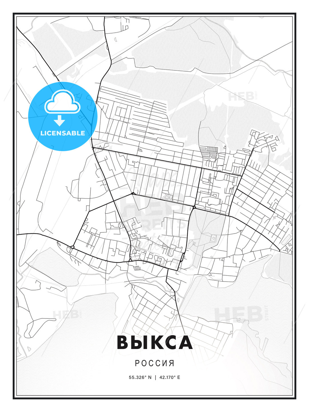 ВЫКСА / Vyksa, Russia, Modern Print Template in Various Formats - HEBSTREITS Sketches