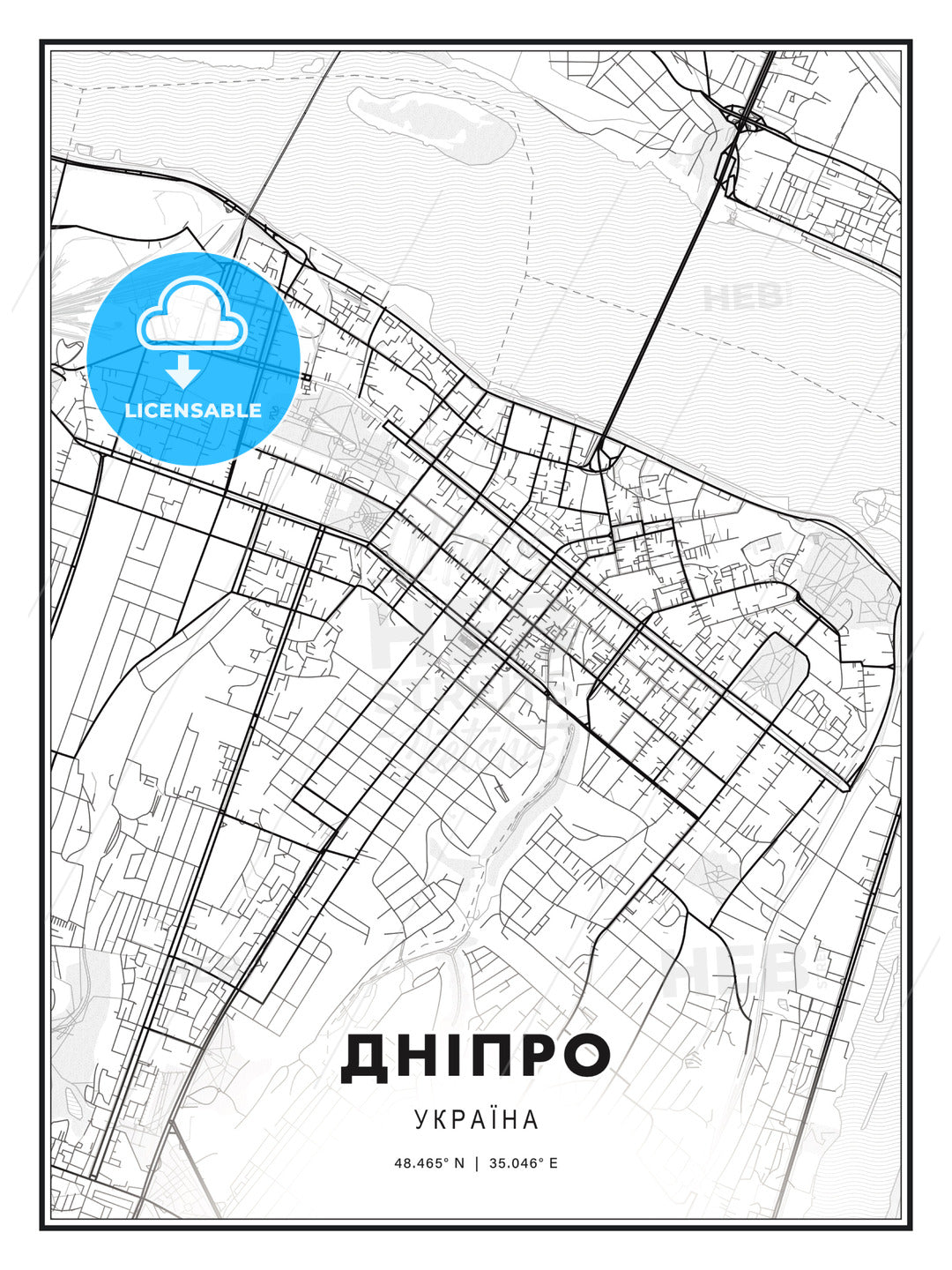 ДНІПРО / Dnipro, Ukraine, Modern Print Template in Various Formats - HEBSTREITS Sketches