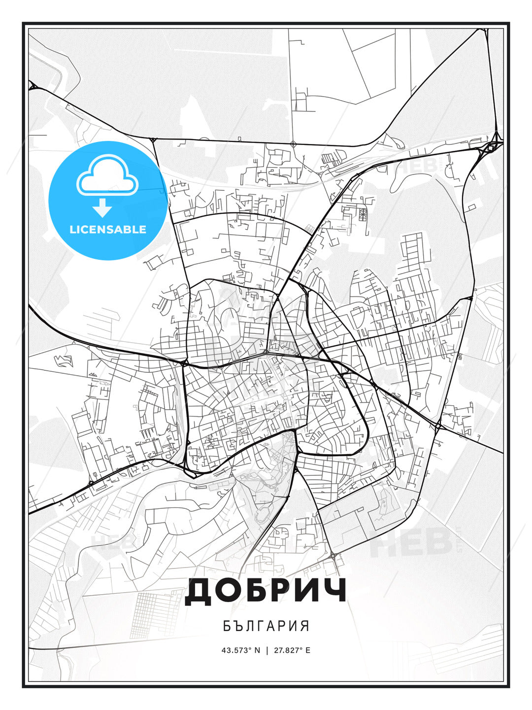 ДОБРИЧ / Dobrich, Bulgaria, Modern Print Template in Various Formats - HEBSTREITS Sketches