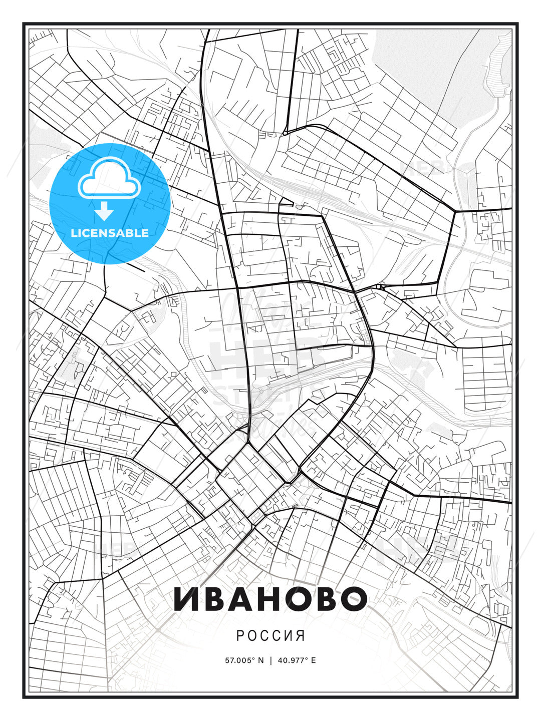 ИВАНОВО / Ivanovo, Russia, Modern Print Template in Various Formats - HEBSTREITS Sketches