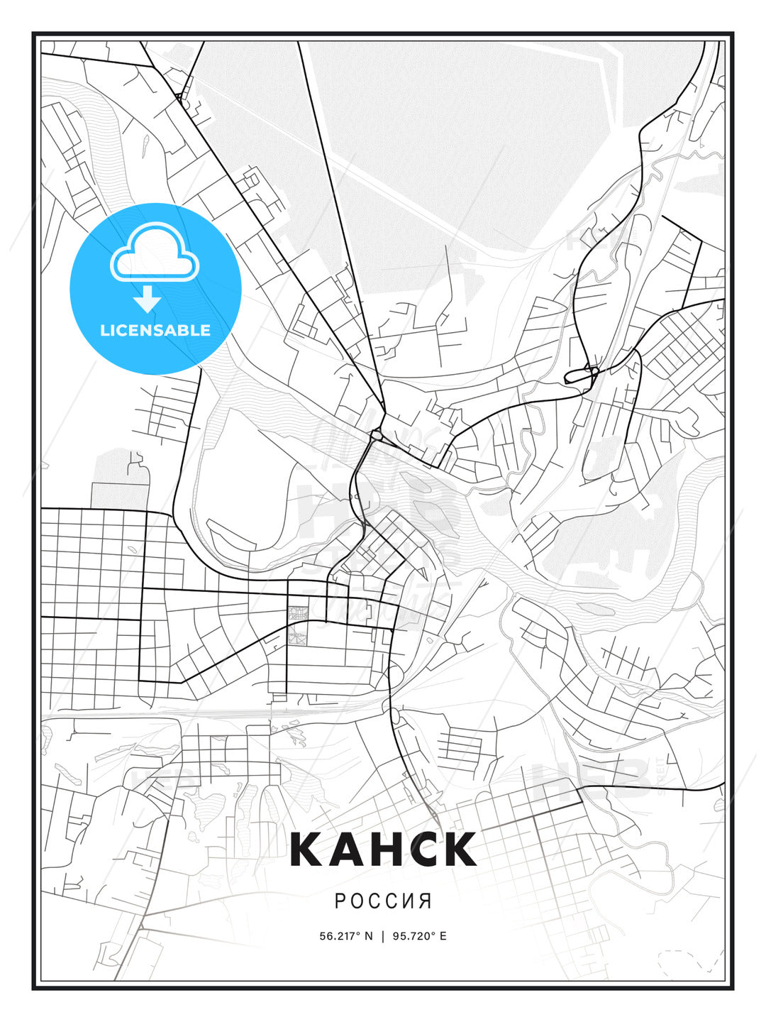 КАНСК / Kansk, Russia, Modern Print Template in Various Formats - HEBSTREITS Sketches