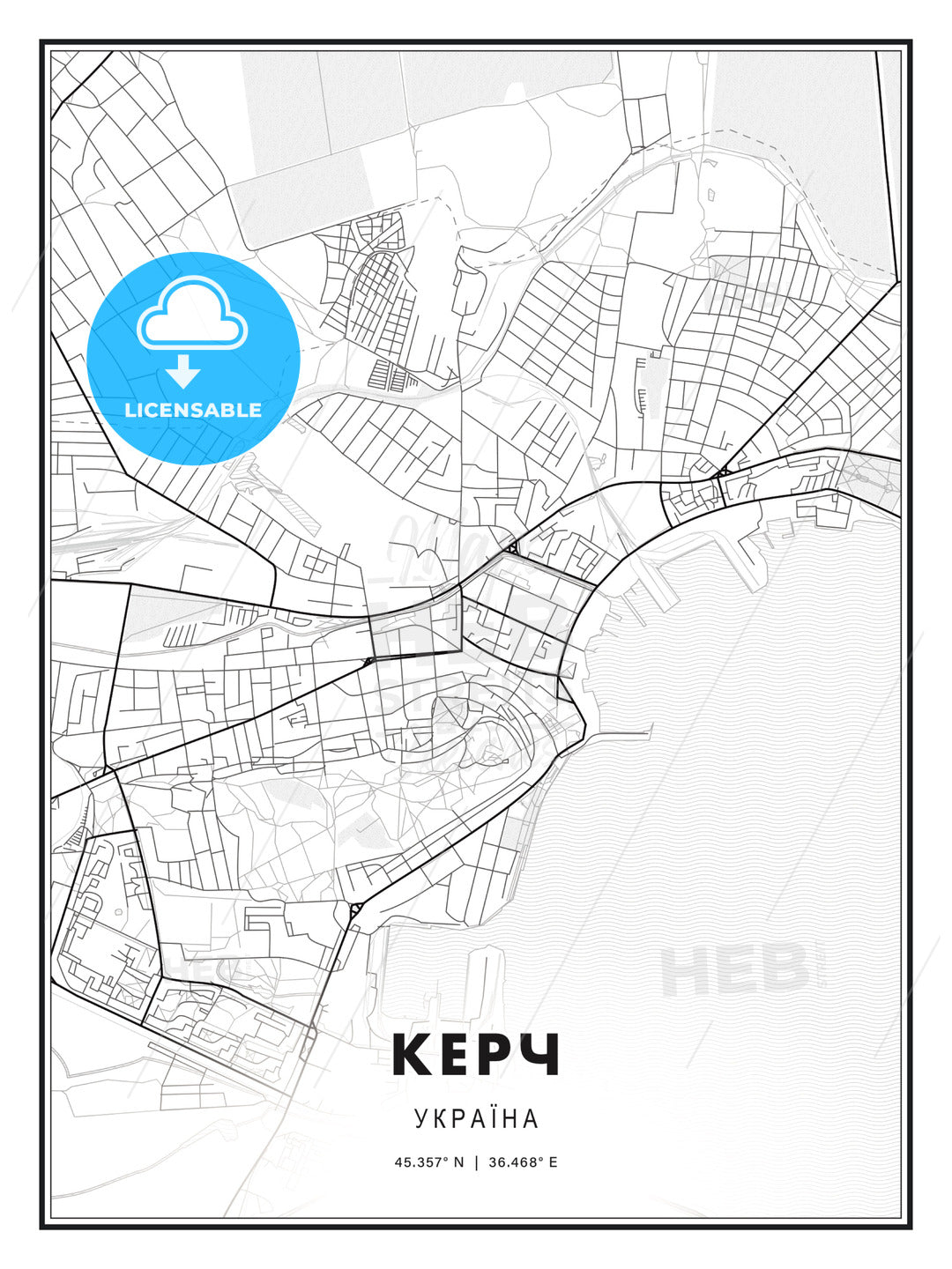 КЕРЧ / Kerch, Ukraine, Modern Print Template in Various Formats - HEBSTREITS Sketches