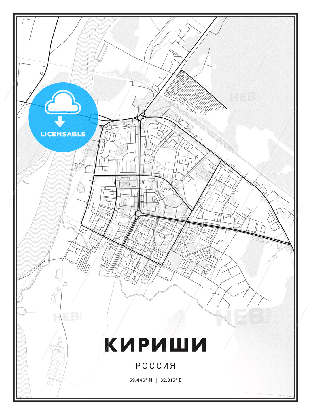 КИРИШИ / Kirishi, Russia, Modern Print Template in Various Formats - HEBSTREITS Sketches