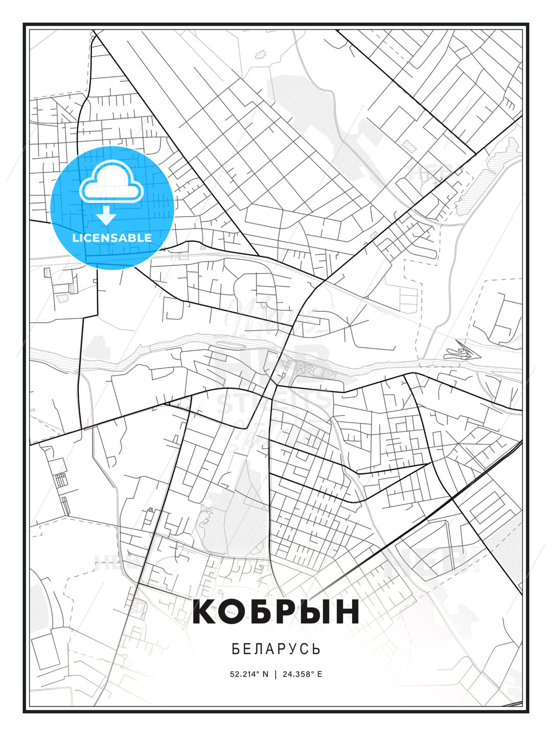 КОБРЫН / Kobryn, Belarus, Modern Print Template in Various Formats - HEBSTREITS Sketches