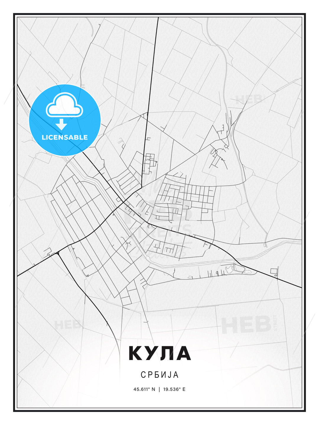 КУЛА / Kula, Serbia, Modern Print Template in Various Formats - HEBSTREITS Sketches