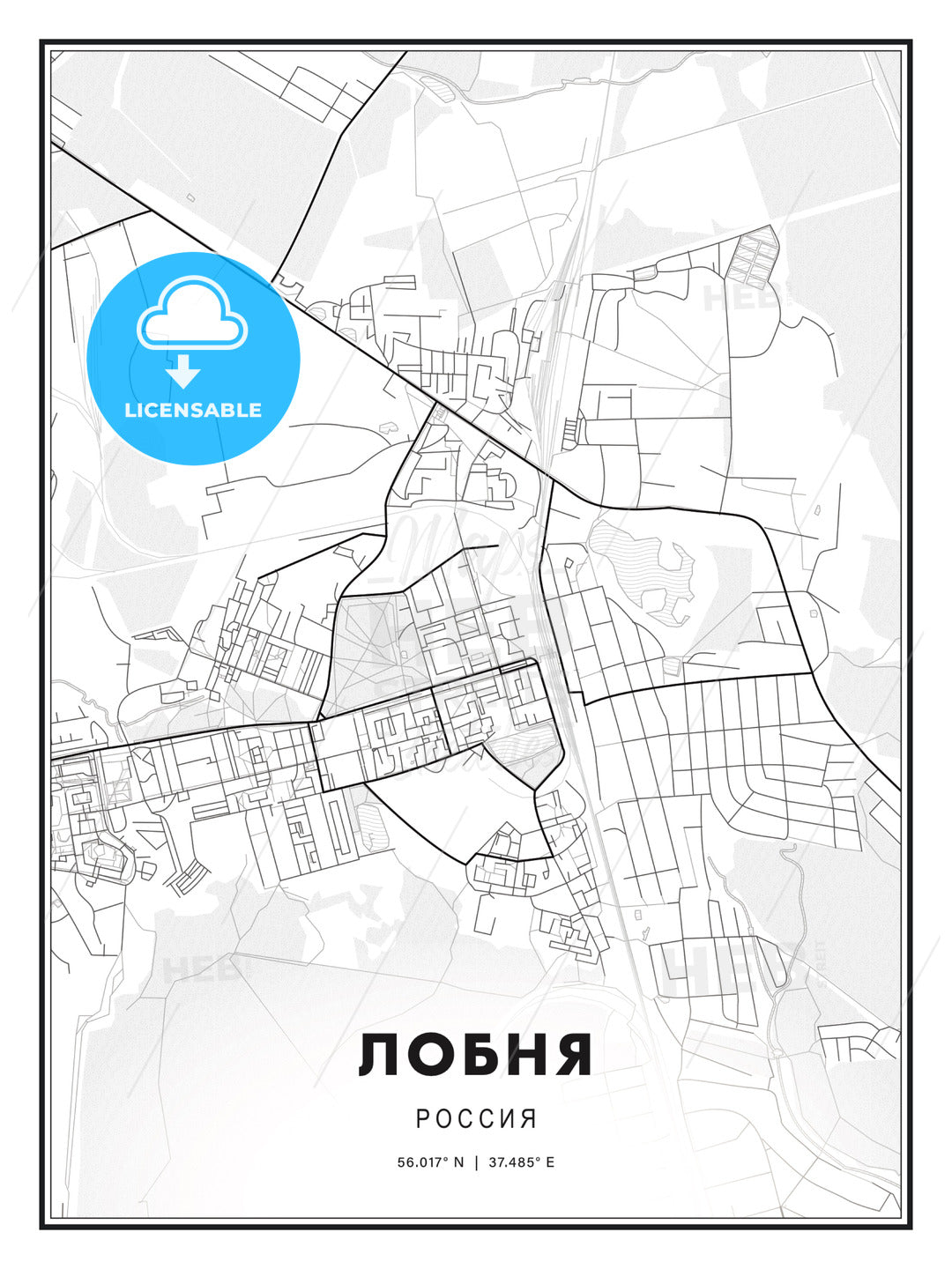 ЛОБНЯ / Lobnya, Russia, Modern Print Template in Various Formats - HEBSTREITS Sketches