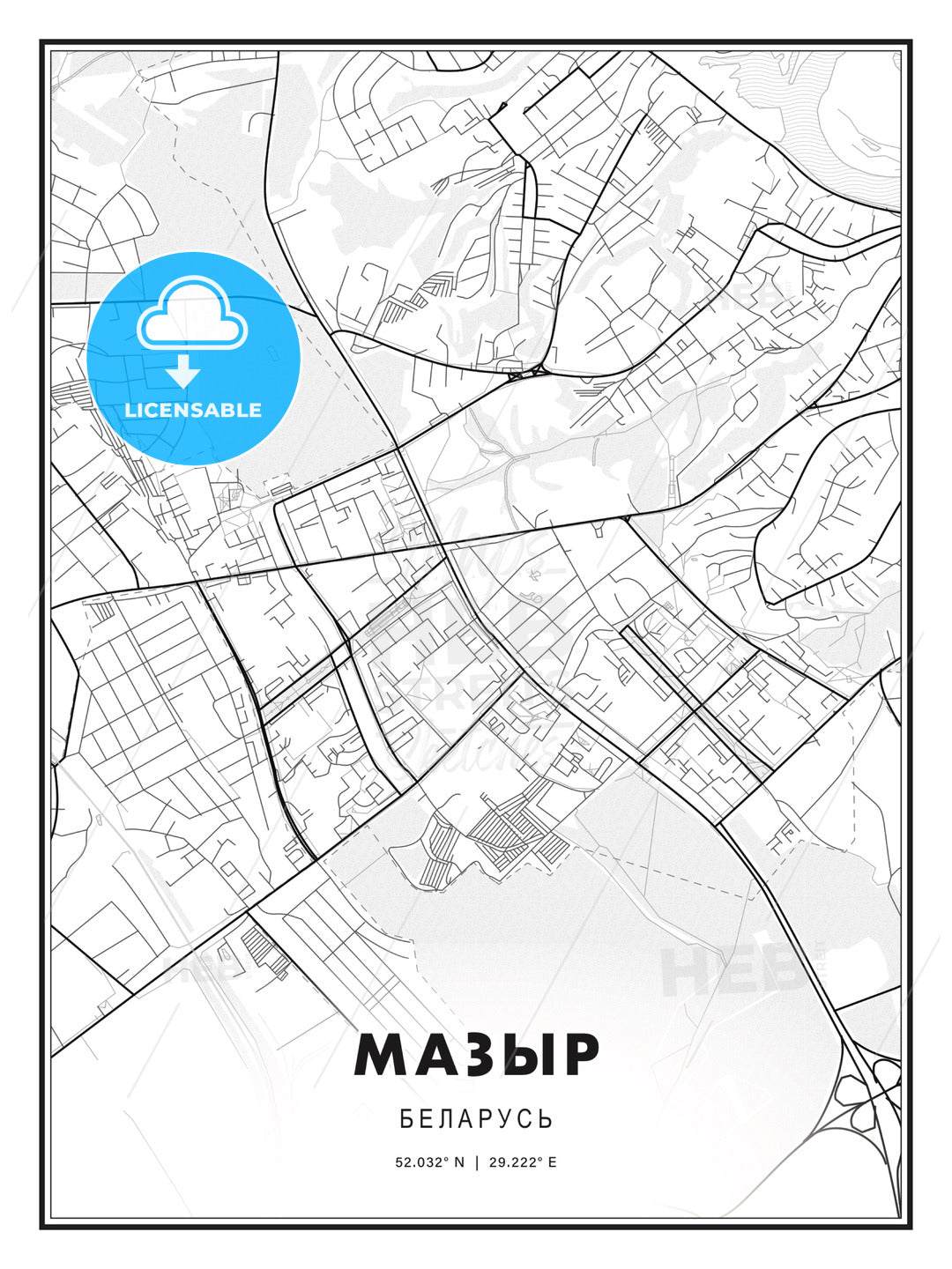 МАЗЫР / Mazyr, Belarus, Modern Print Template in Various Formats - HEBSTREITS Sketches