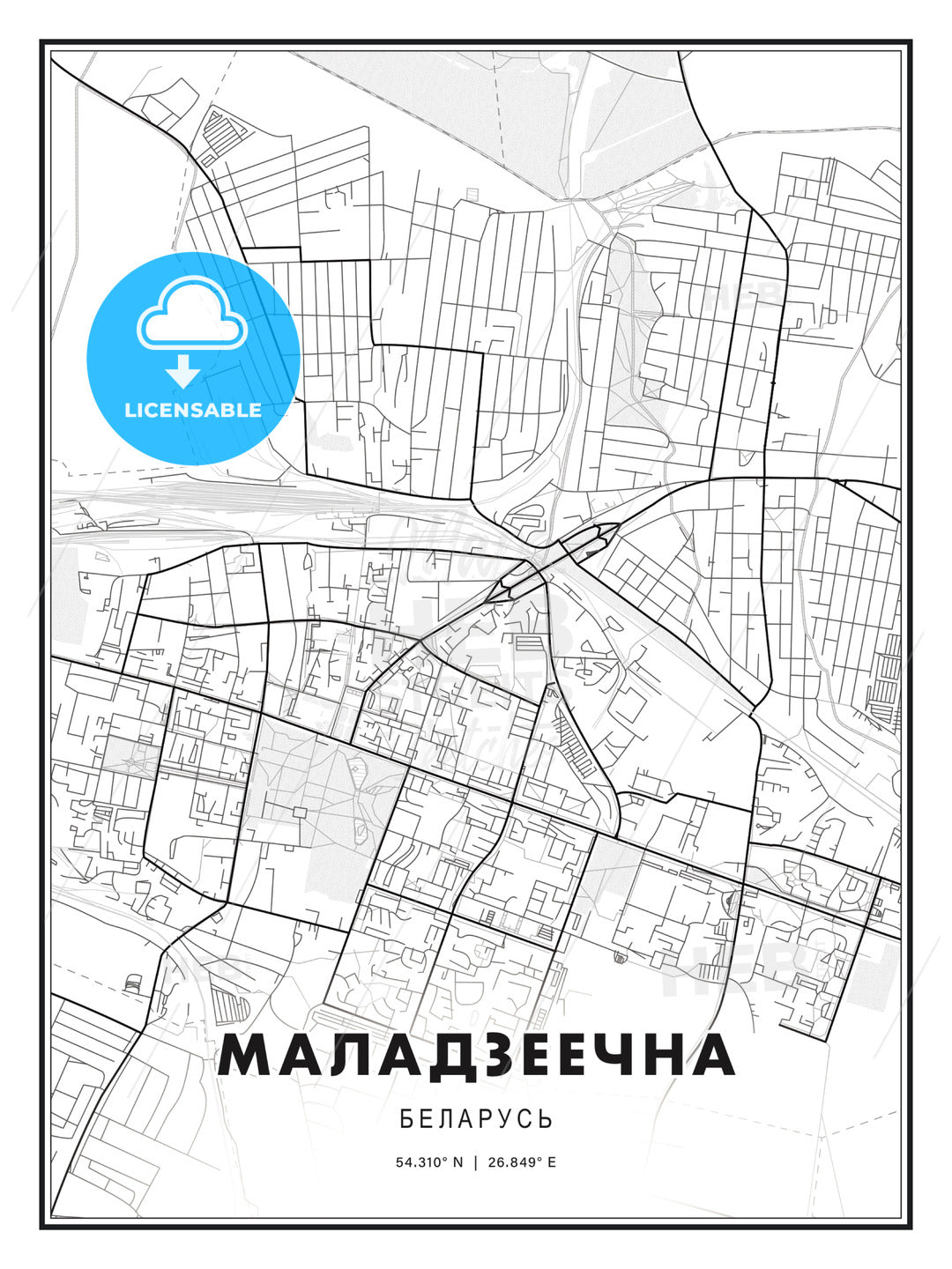 МАЛАДЗЕЕЧНА / Maladzyechna, Belarus, Modern Print Template in Various Formats - HEBSTREITS Sketches