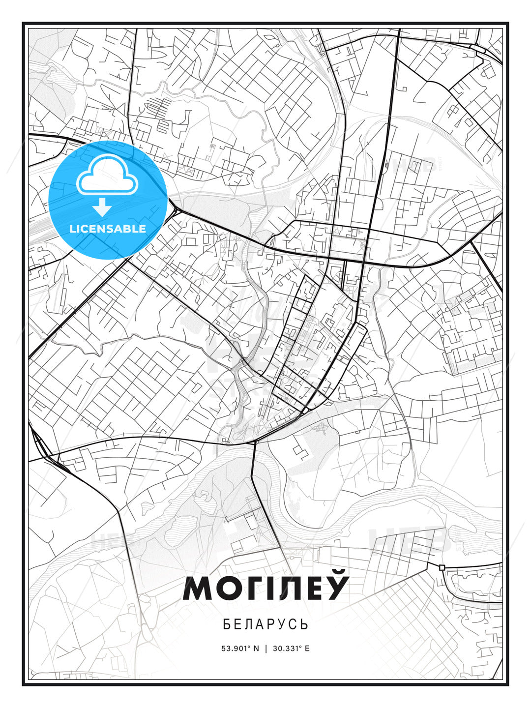 МОГІЛЕЎ / Mogilev, Belarus, Modern Print Template in Various Formats - HEBSTREITS Sketches