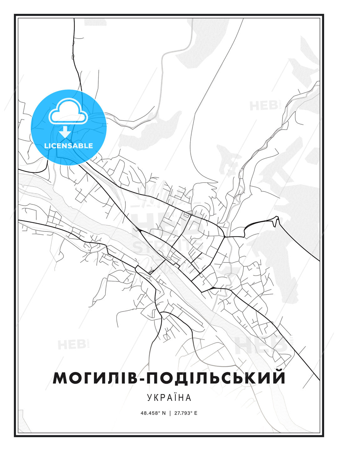 МОГИЛІВ-ПОДІЛЬСЬКИЙ / Mohyliv-Podilskyi, Ukraine, Modern Print Template in Various Formats - HEBSTREITS Sketches