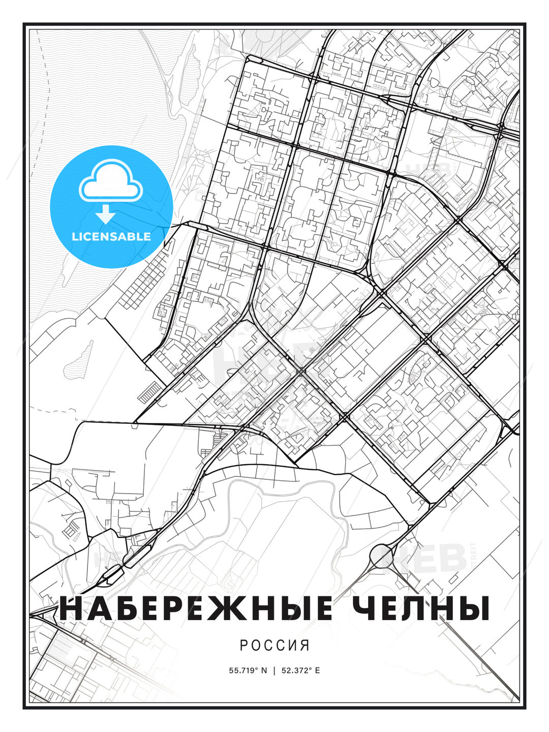НАБЕРЕЖНЫЕ ЧЕЛНЫ / Naberezhnye Chelny, Russia, Modern Print Template in Various Formats - HEBSTREITS Sketches