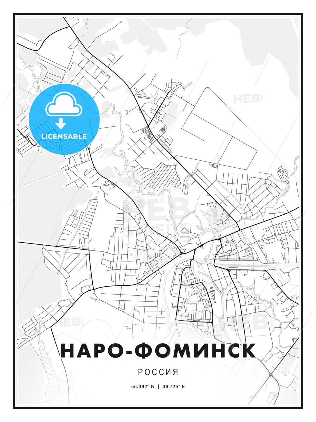 НАРО-ФОМИНСК / Naro-Fominsk, Russia, Modern Print Template in Various Formats - HEBSTREITS Sketches