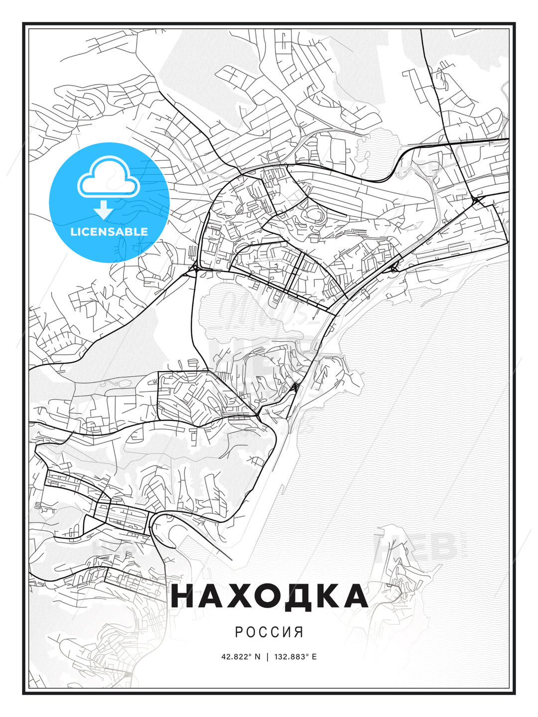 НАХОДКА / Nakhodka, Russia, Modern Print Template in Various Formats - HEBSTREITS Sketches