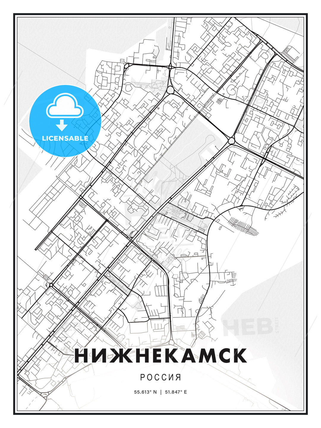 НИЖНЕКАМСК / Nizhnekamsk, Russia, Modern Print Template in Various Formats - HEBSTREITS Sketches
