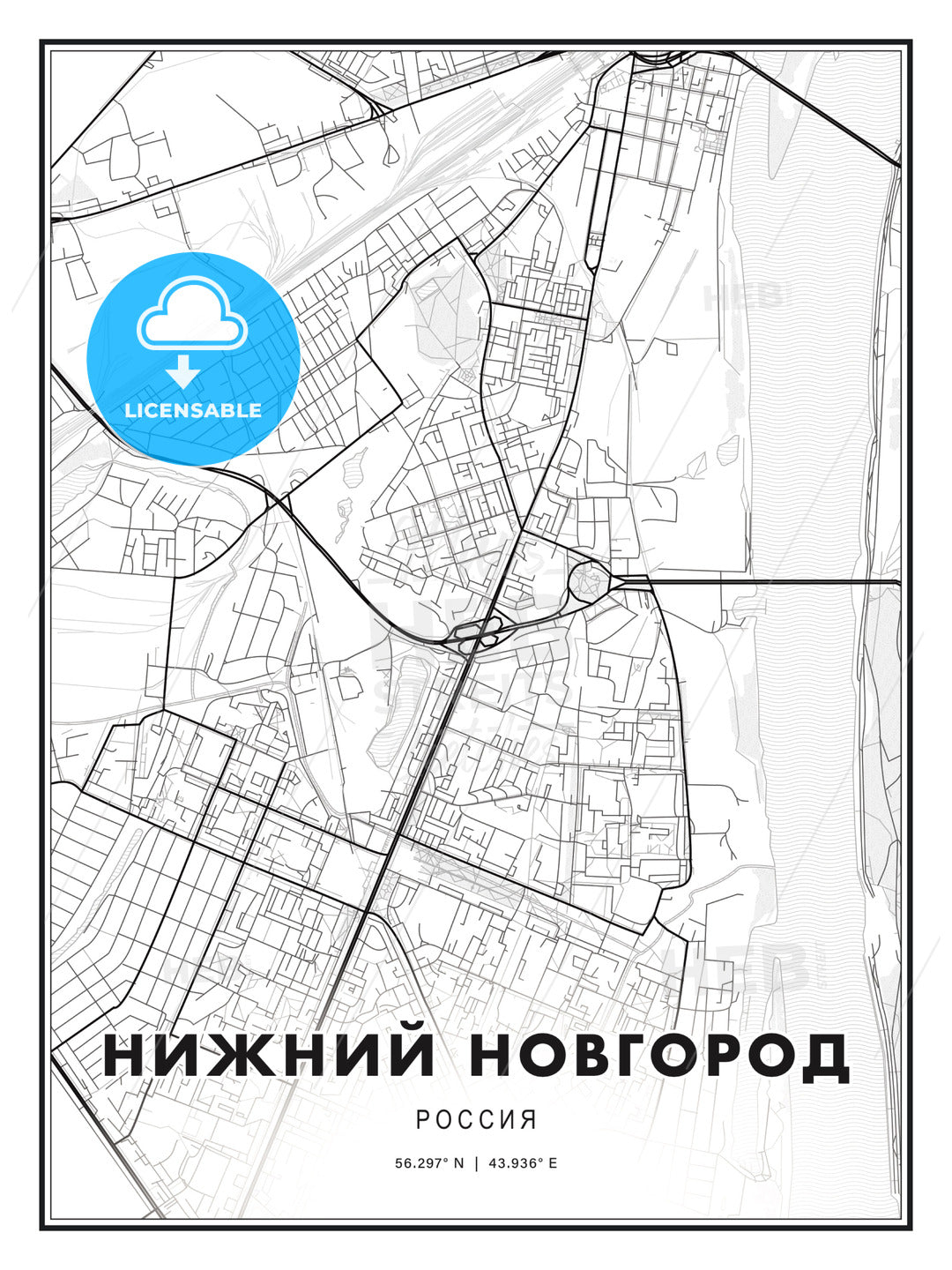 НИЖНИЙ НОВГОРОД / Nizhny Novgorod, Russia, Modern Print Template in Various Formats - HEBSTREITS Sketches