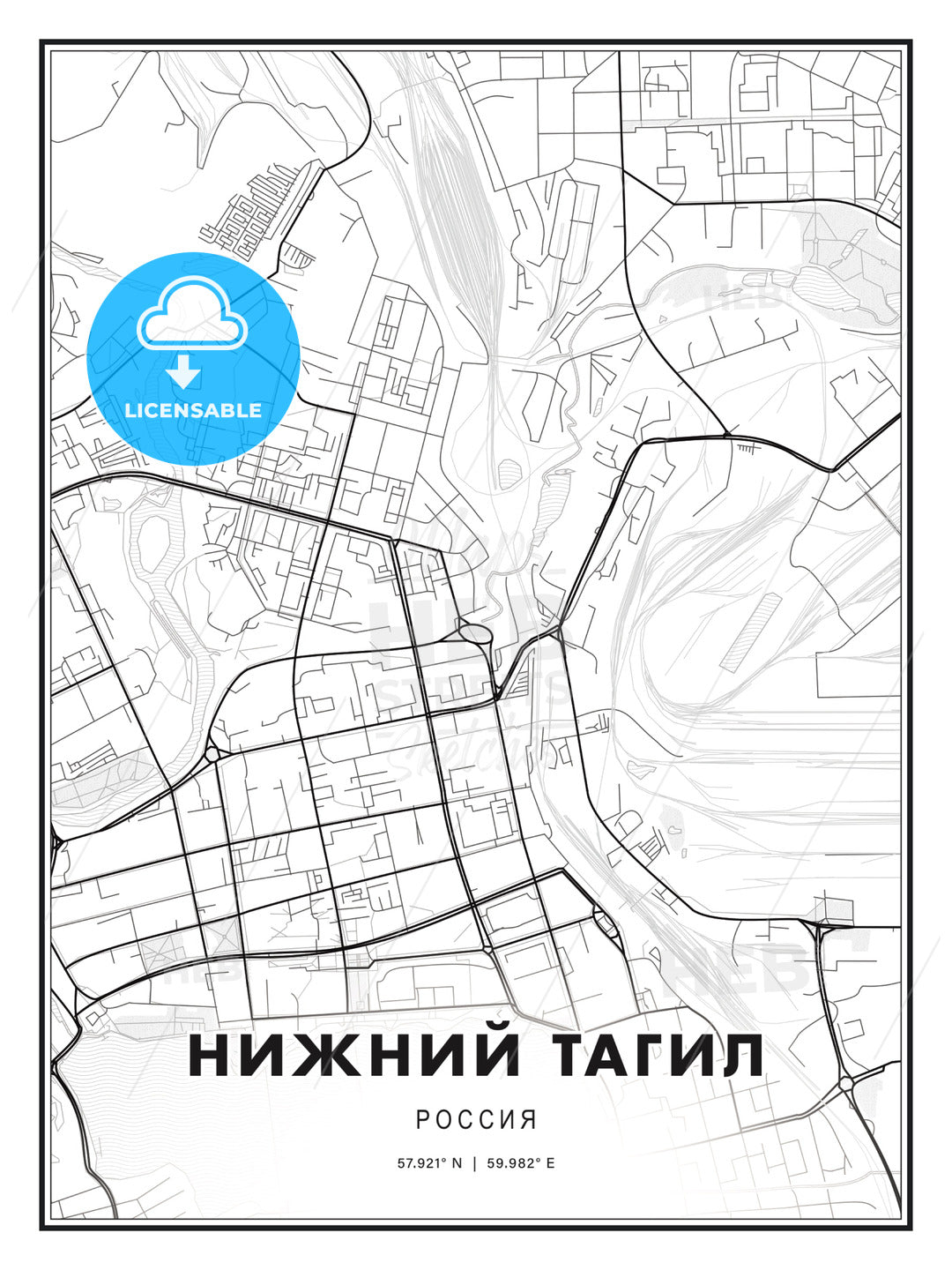 НИЖНИЙ ТАГИЛ / Nizhny Tagil, Russia, Modern Print Template in Various Formats - HEBSTREITS Sketches