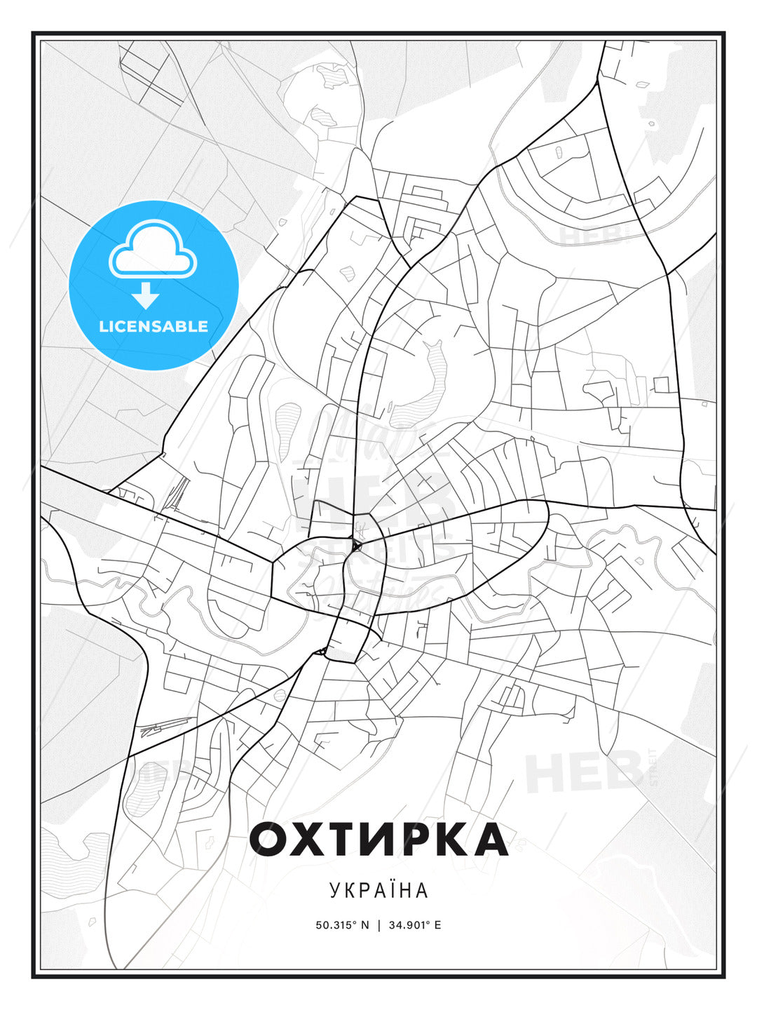 ОХТИРКА / Okhtyrka, Ukraine, Modern Print Template in Various Formats - HEBSTREITS Sketches