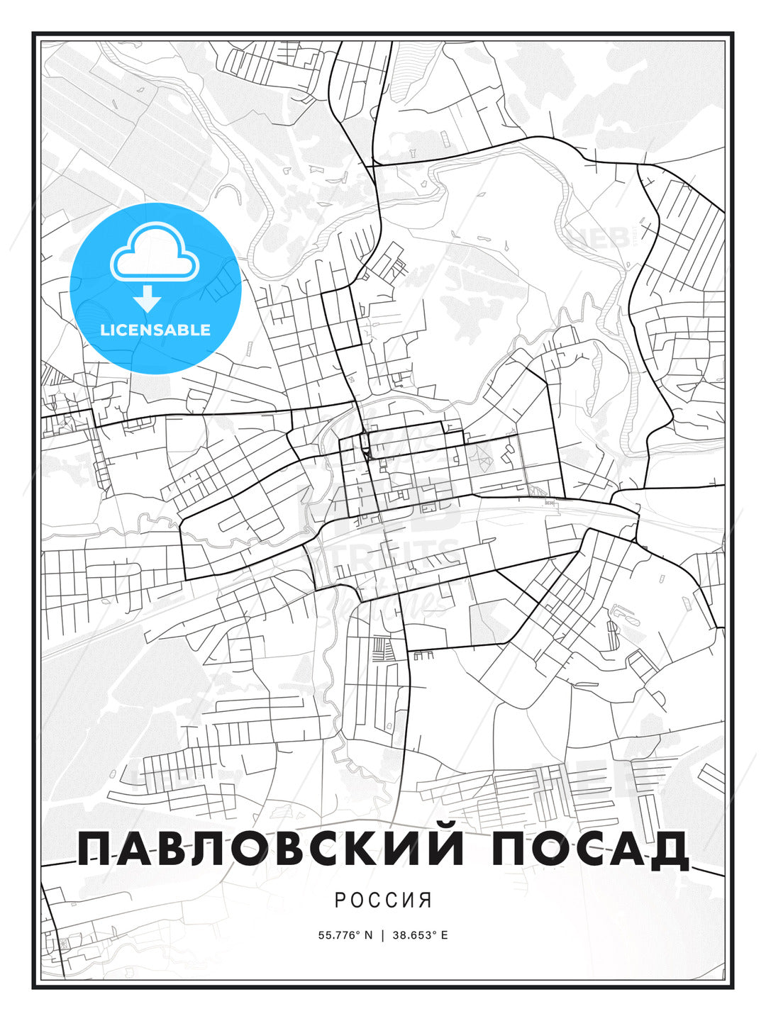 ПАВЛОВСКИЙ ПОСАД / Pavlovsky Posad, Russia, Modern Print Template in Various Formats - HEBSTREITS Sketches