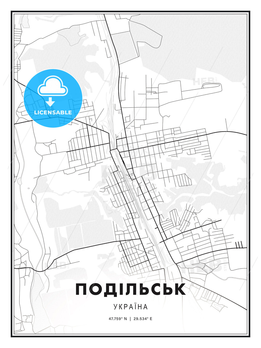 ПОДІЛЬСЬК / Podilsk, Ukraine, Modern Print Template in Various Formats - HEBSTREITS Sketches