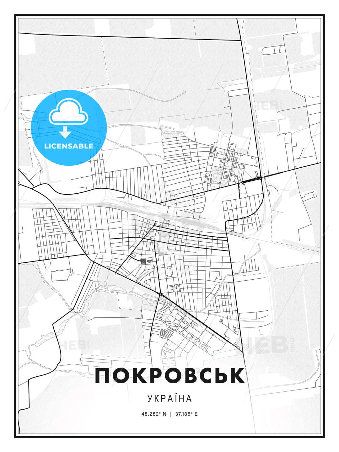 ПОКРОВСЬК / Pokrovsk, Ukraine, Modern Print Template in Various Formats - HEBSTREITS Sketches